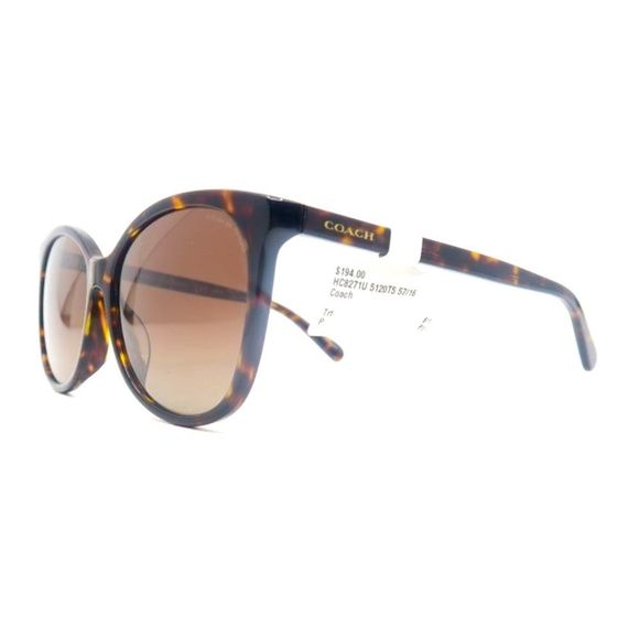 COACH HC8271U 5120/T5 New Dark Tortoise/Brown Polarized Sunglasses  . - Picture 3 of 8